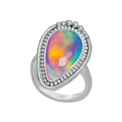 Dark Aurora Opal Rings – Adjustable, Solid 925 Sterling Silver, Vibrant & Cosmic