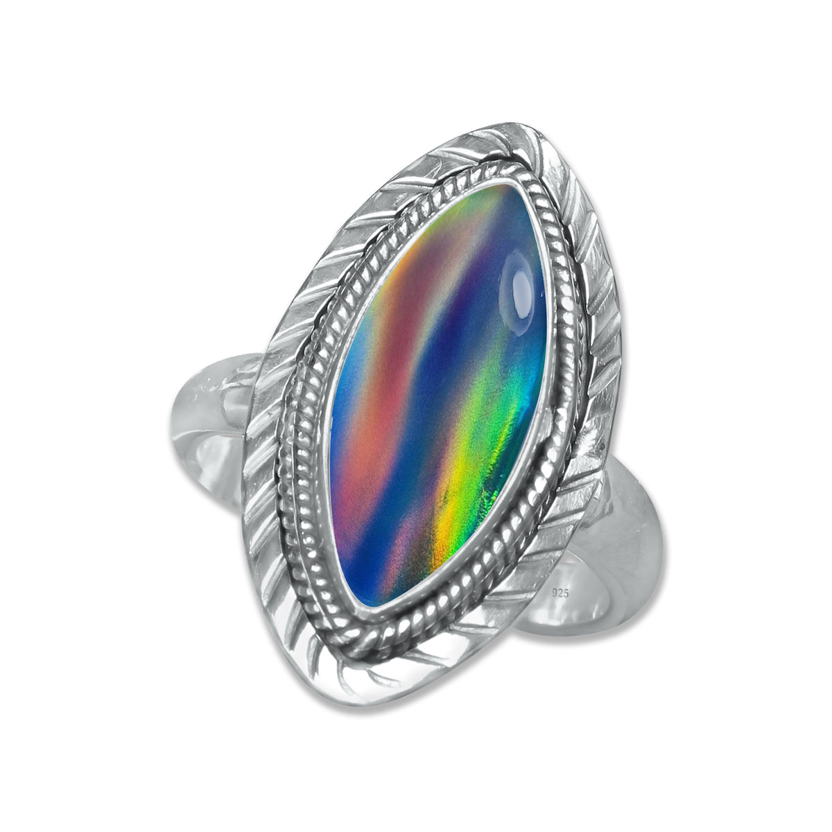 Dark Aurora Opal Rings – Adjustable, Solid 925 Sterling Silver, Vibrant & Cosmic