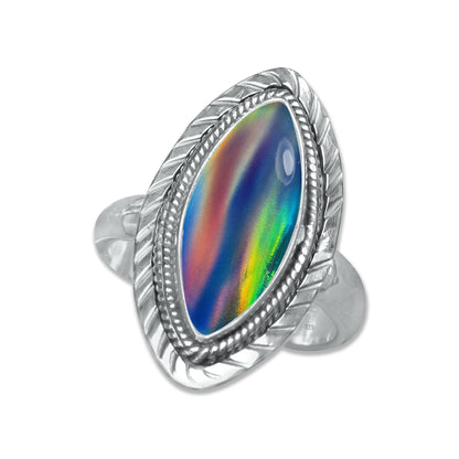 Dark Aurora Opal Rings – Adjustable, Solid 925 Sterling Silver, Vibrant & Cosmic