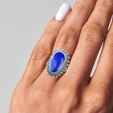Lapis Lazuli Ring – Handmade | 925 Sterling Silver, Artisan Design, Boho Statement Jewelry (Made to Order)