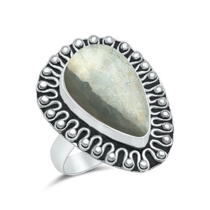 Pyrite Statement Rings | Bezel Set | AAA Quality - Silver Plated Brass