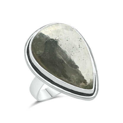 Pyrite Statement Rings | Bezel Set | AAA Quality - Silver Plated Brass