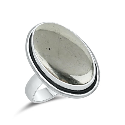 Pyrite Statement Rings | Bezel Set | AAA Quality - Silver Plated Brass