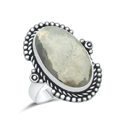 Pyrite Statement Rings | Bezel Set | AAA Quality - Silver Plated Brass