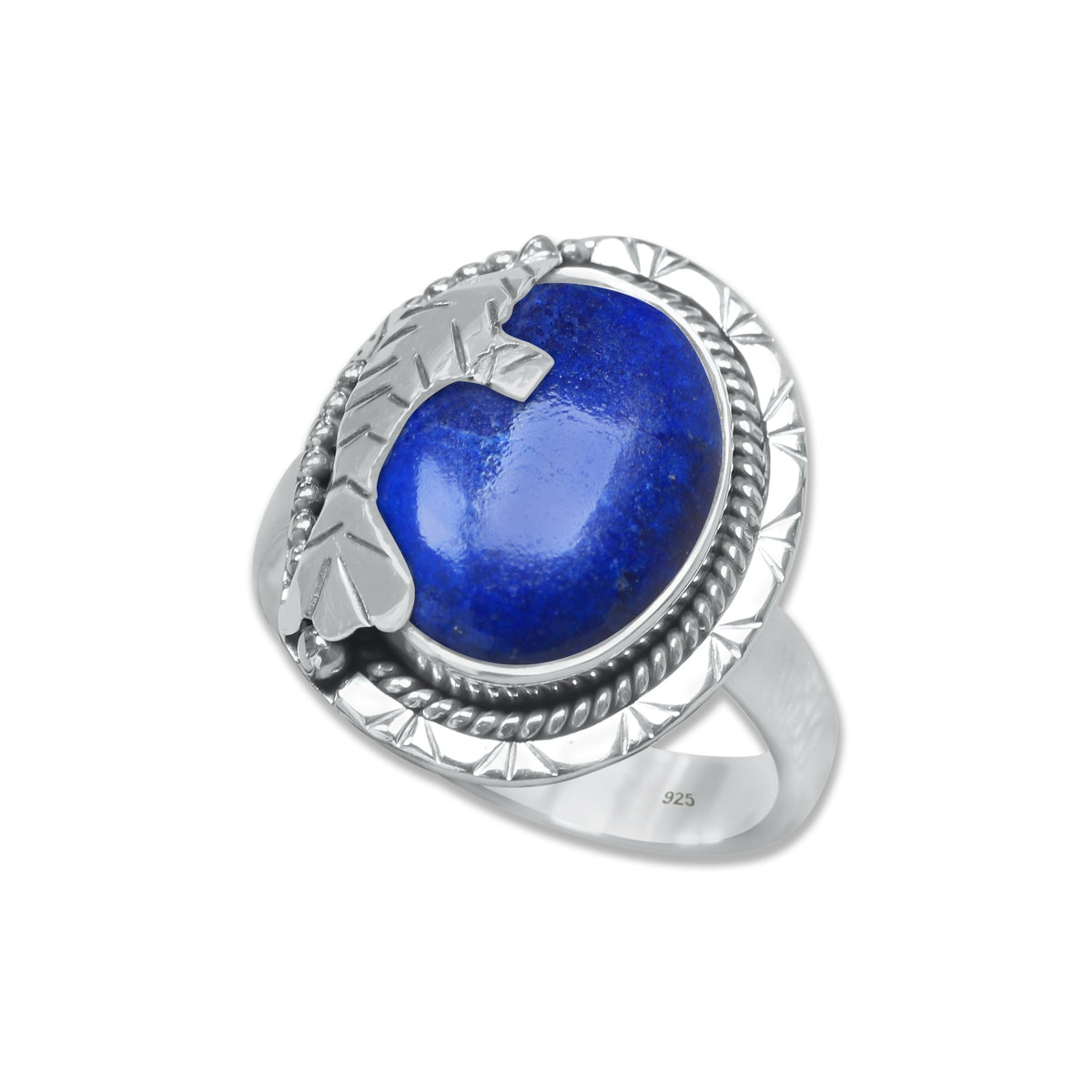 Lapis Lazuli Fish Ring – Oval Cabochon | 925 Sterling Silver | Handmade to Order