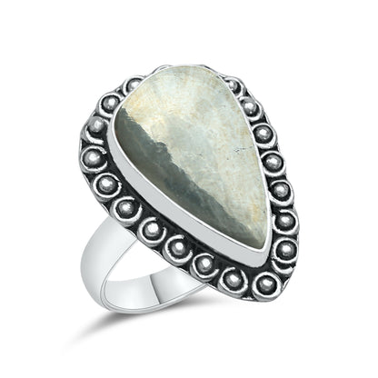 Pyrite Statement Rings | Bezel Set | AAA Quality - Silver Plated Brass