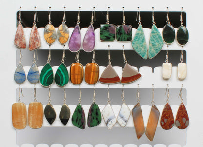 Boucles d'oreilles en cristal pour femmes - Plaqué argent, minimalistes, assorties et en gros