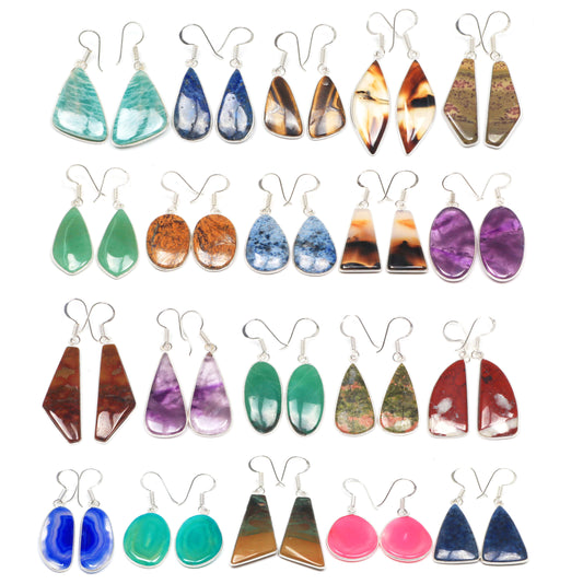 Boucles d'oreilles en cristal pour femmes - Plaqué argent, minimalistes, assorties et en gros