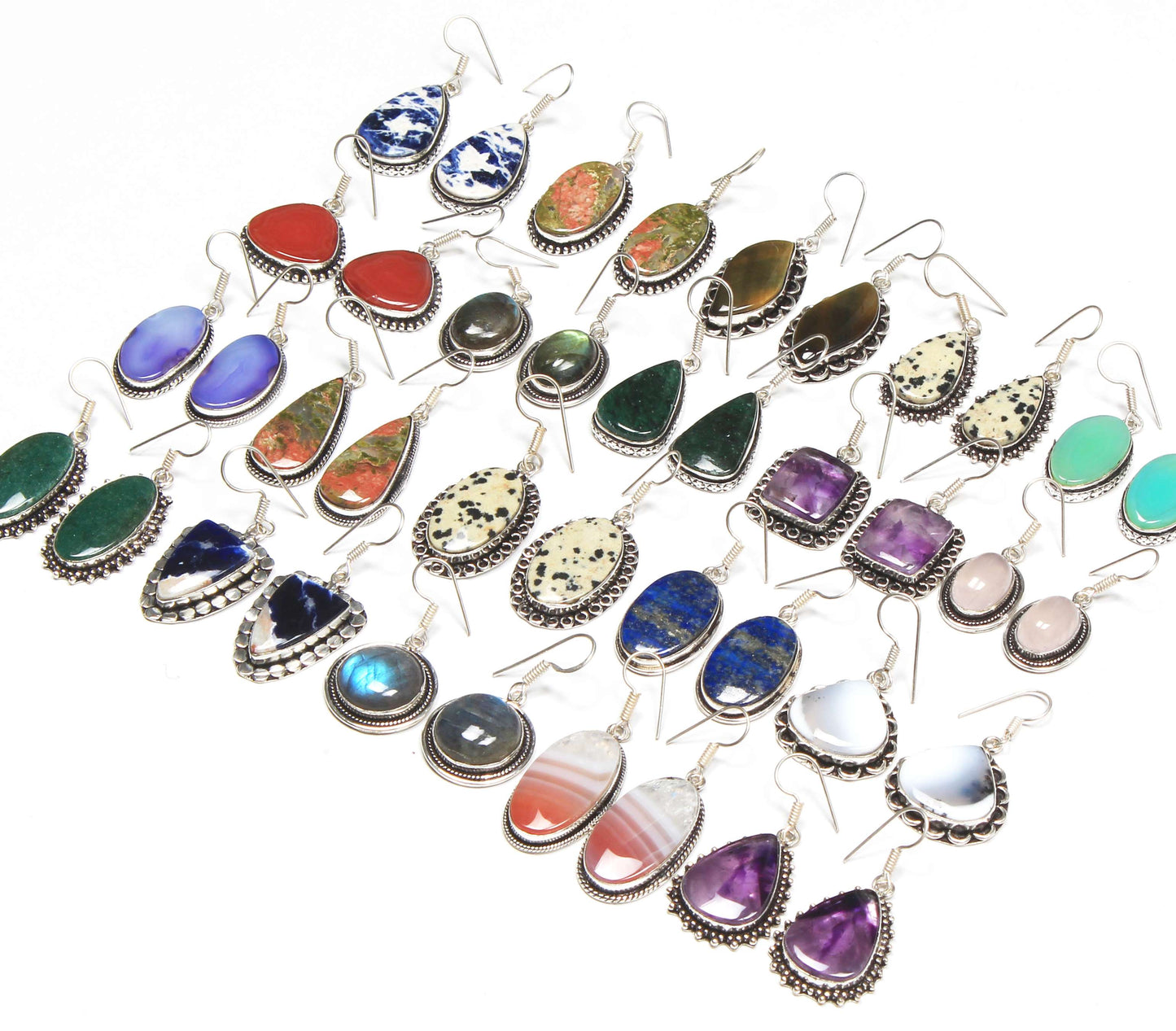 Boucles d'oreilles bohèmes en cristal pour femme - Plaqué argent, design, chic, assorties et en gros