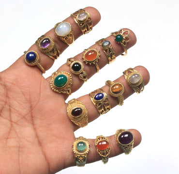 Mehrfarbige Kristalle, handgefertigt, vergoldete Ringe für Frauen, Schmuck, verschiedene Edelsteine, schöne Ringe für Frauen, Großhandelspakete