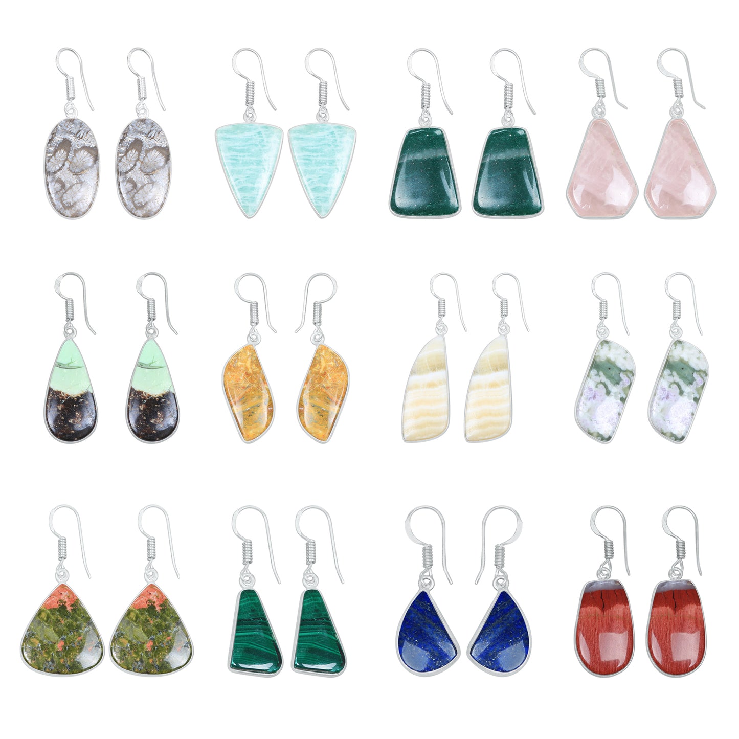 Boucles d'oreilles en cristal pour femmes - Plaqué argent, minimalistes, assorties et en gros