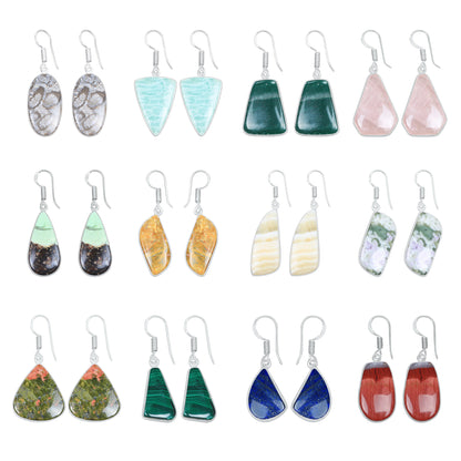 Boucles d'oreilles en cristal pour femmes - Plaqué argent, minimalistes, assorties et en gros