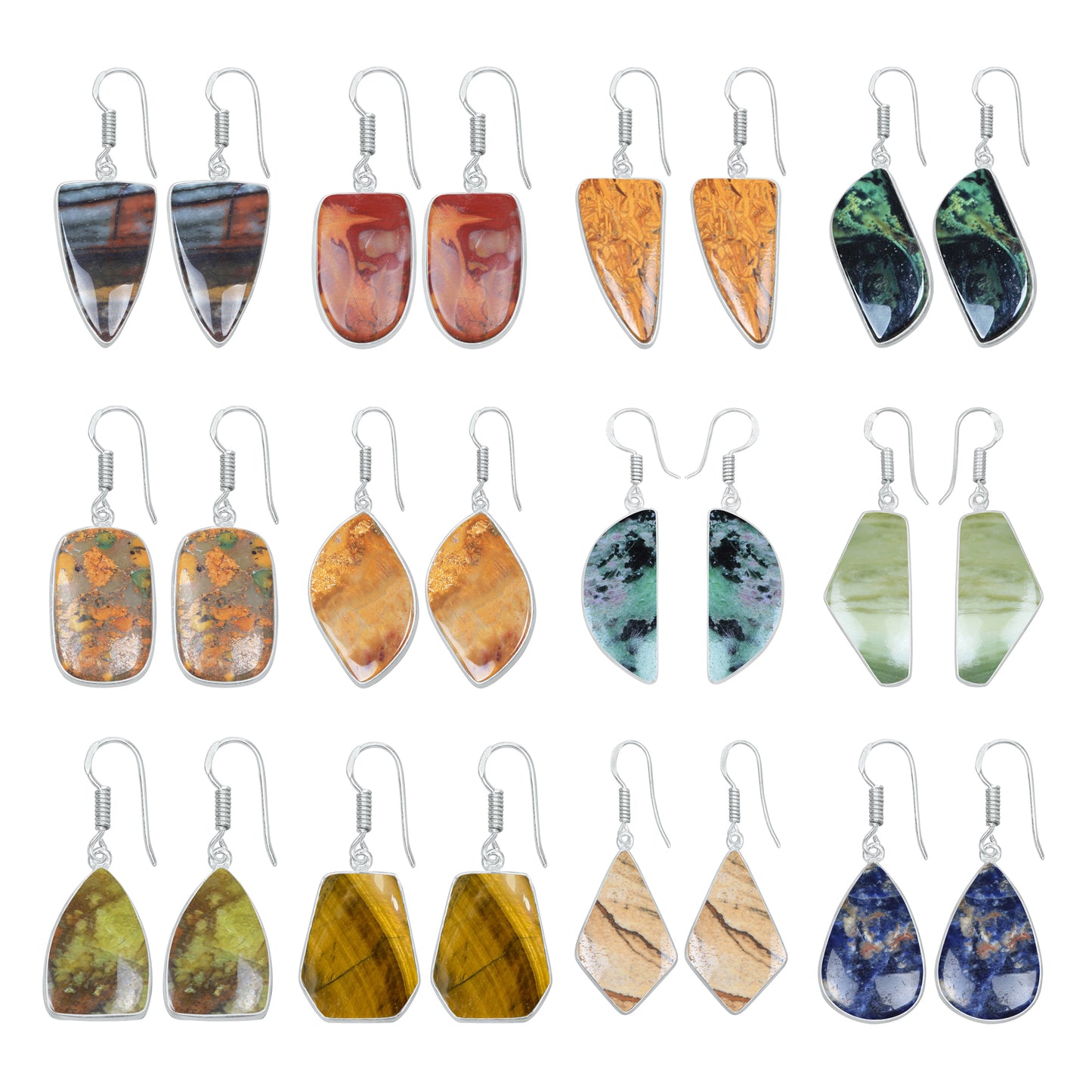 Boucles d'oreilles en cristal pour femmes - Plaqué argent, minimalistes, assorties et en gros