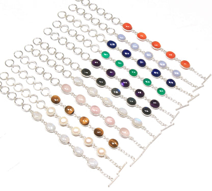 Lot de bracelets en chaîne Bazel faits à la main en cristal assortis pour femmes, bracelets plaqués argent multicolores en gros