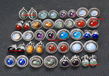 Ohrstecker für Frauen, mehrfarbige Kristallohrstecker für Frauen, verschiedene Edelsteine, handgefertigte Ohrringe, Schmuck