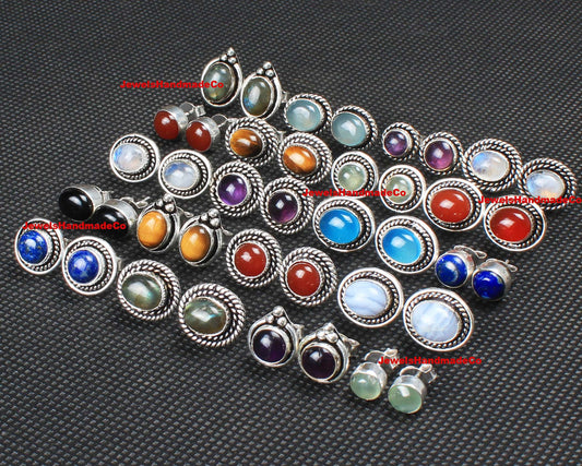 Ohrstecker für Frauen, mehrfarbige Kristallohrstecker für Frauen, verschiedene Edelsteine, handgefertigte Ohrringe, Schmuck
