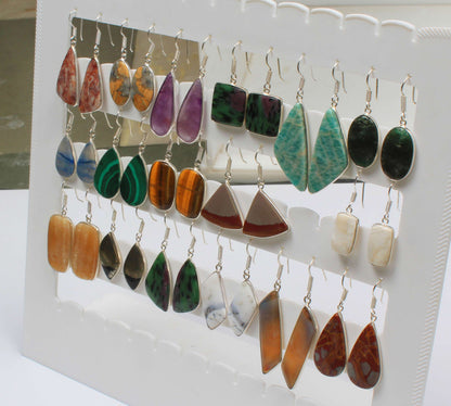Boucles d'oreilles en cristal pour femmes - Plaqué argent, minimalistes, assorties et en gros