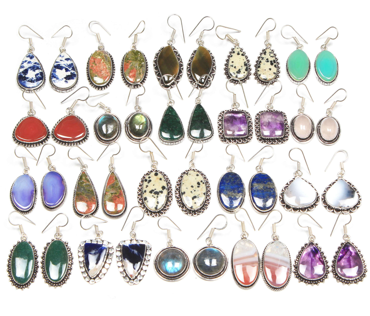 Boucles d'oreilles bohèmes en cristal pour femme - Plaqué argent, design, chic, assorties et en gros
