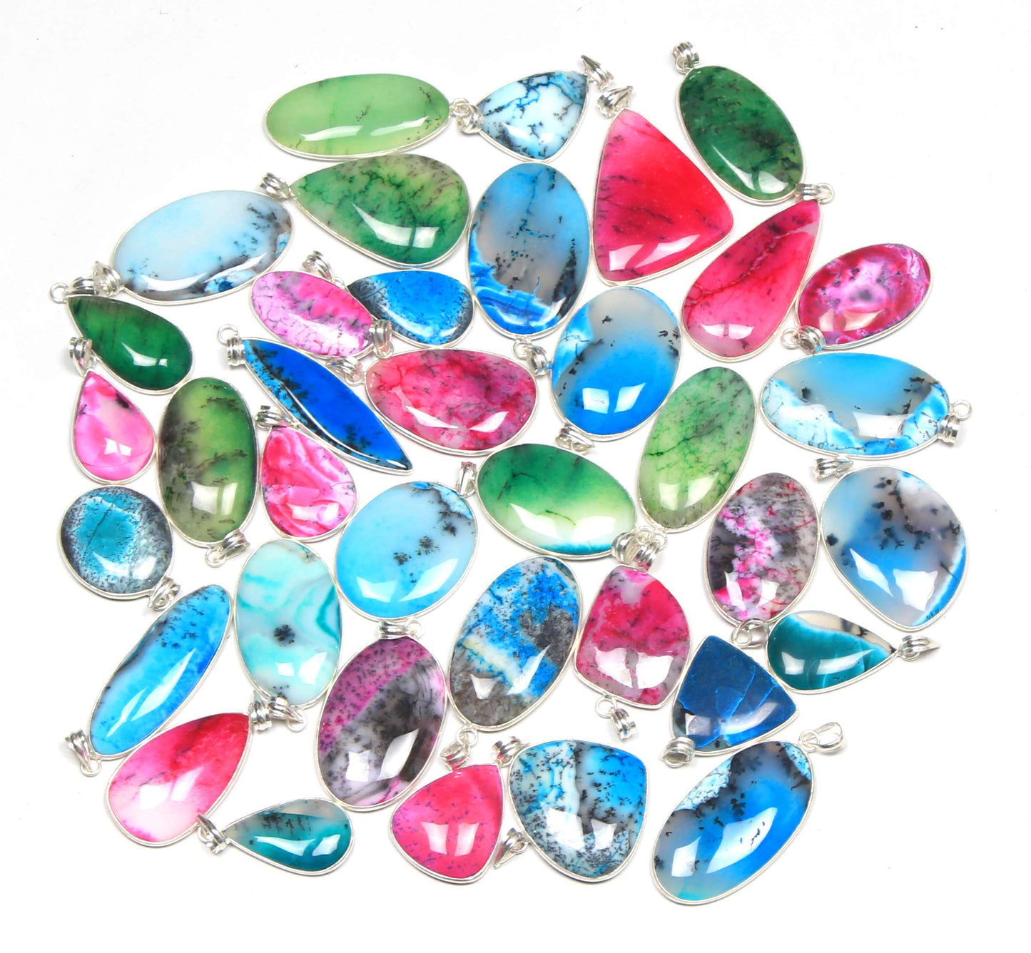 Halskette mit natürlichem Dendriten-Opal-Anhänger, lila Dendriten-Opal-Kristall, handgefertigte Lünetten-Anhänger-Halskette für Frauen