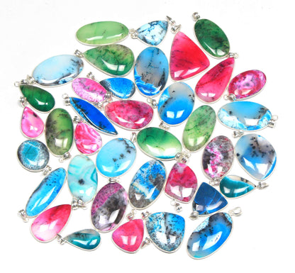 Halskette mit natürlichem Dendriten-Opal-Anhänger, lila Dendriten-Opal-Kristall, handgefertigte Lünetten-Anhänger-Halskette für Frauen