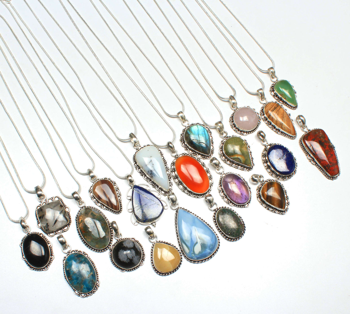 Assorted Crystal Pendants - Silver Plated, Mixed Sizes, Assorted Designs
