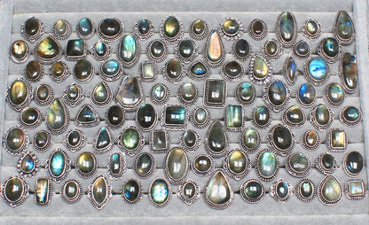 Bagues en cristal de labradorite pour femmes – Bagues tendance, style bohème, vente en gros