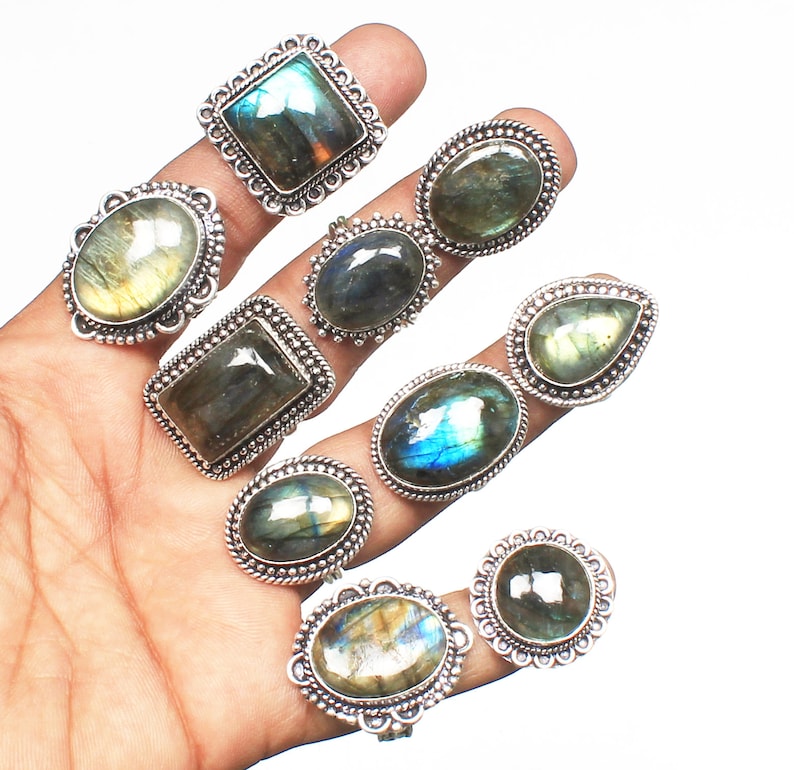 Bagues en cristal de labradorite pour femmes – Bagues tendance, style bohème, vente en gros