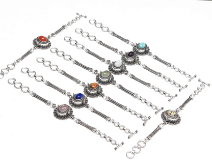 Genuine Assorted Crystal Handmade Poison Chain Bracelets For Women Wholesale Lot Multi Color Silver Plated Bracelets