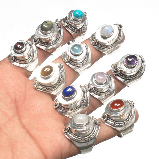 Natural Assorted Gemstone Poison Adjustable Rings For Women Yellow Multi Color Crystal Handmade Wholesale Rings For Bulk Sale