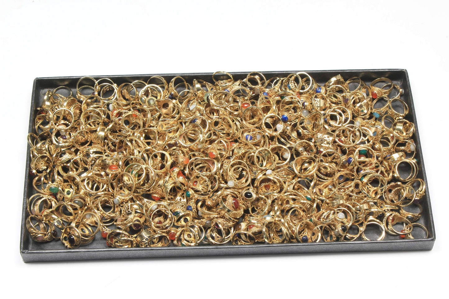 Bagues empilables délicates, plaquées or – Assortiment, style chic avec cristaux naturels, vente en gros