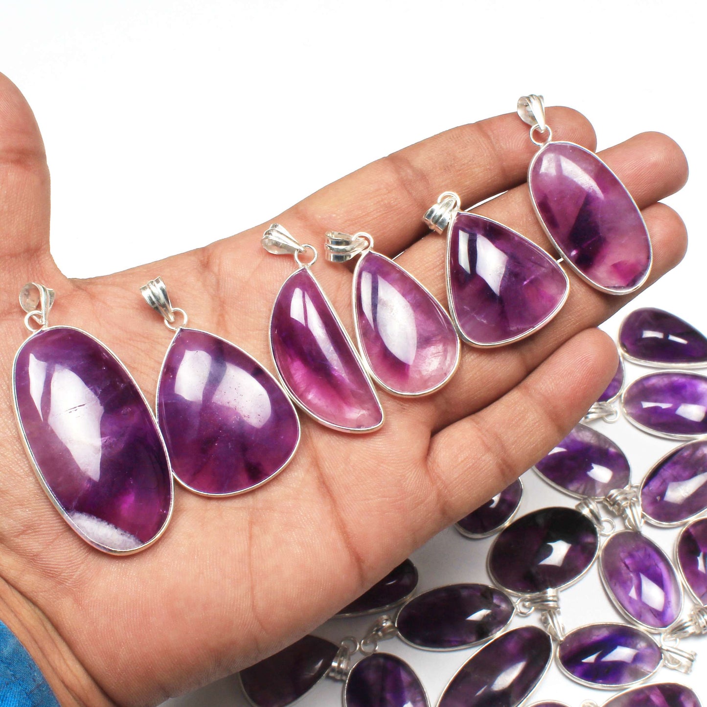 Natürliche Amethyst Anhänger Halskette Lila Amethyst Kristall Handgemachte Lünette Anhänger Halskette Für Frauen
