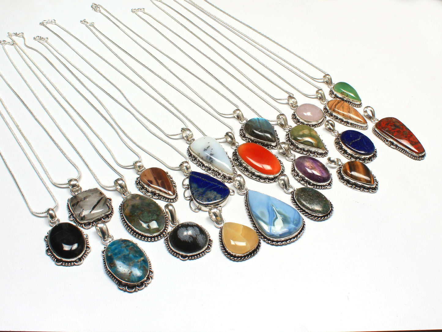Assorted Crystal Pendants - Silver Plated, Mixed Sizes, Assorted Designs
