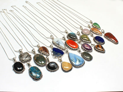 Assorted Crystal Pendants - Silver Plated, Mixed Sizes, Assorted Designs