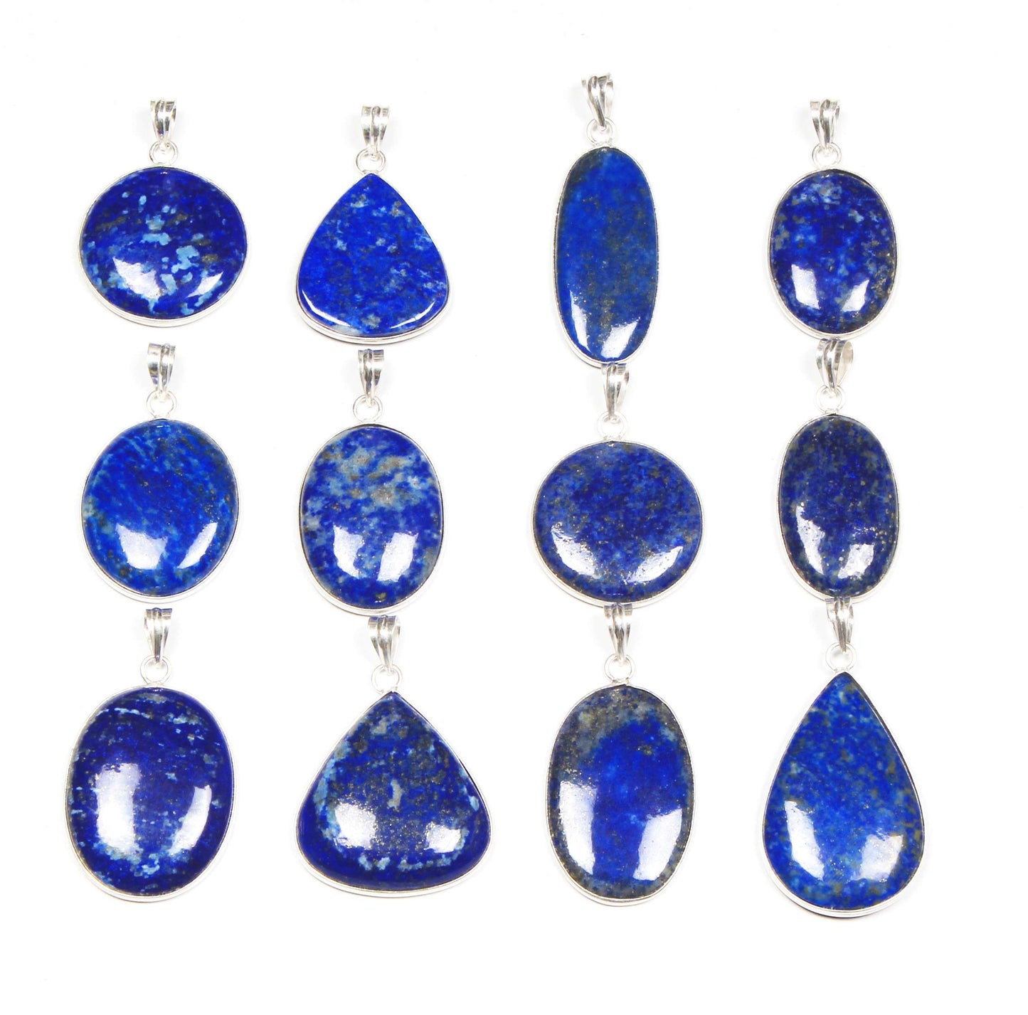 Pendentifs minimalistes en lapis-lazuli - Faits main, plaqués argent, vente en gros